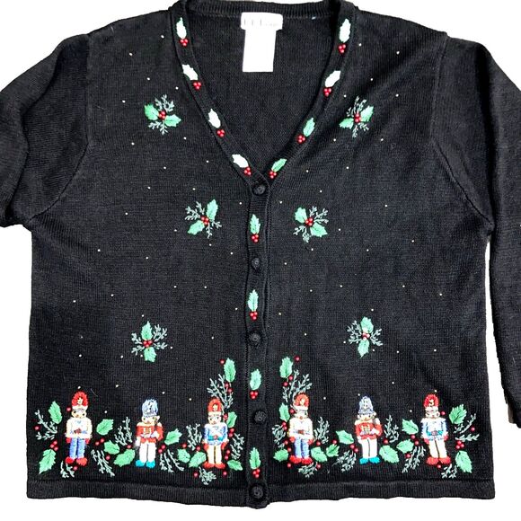 B.P Design Christmas Cardigan Sweater Button Up Stitch Womens Nutcracker X-LARGE - Picture 3 of 16